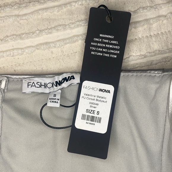 Valentina Metallic PU Corset Bodysuit - Silver. NWT Size Small - Picture 7 of 10